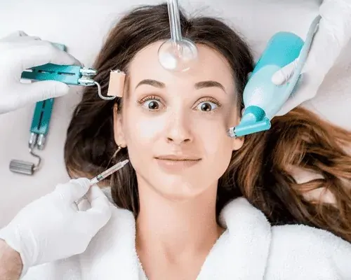 Illustration of a woman receiving facial injections