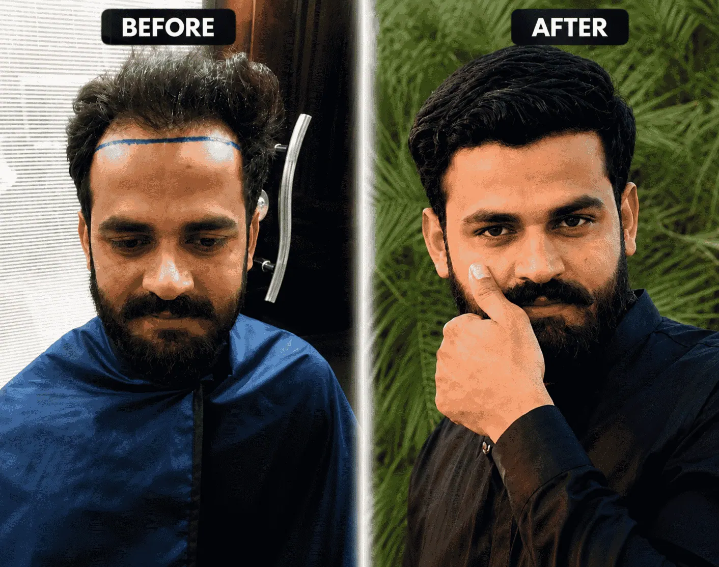 Side-by-side portraits of a man